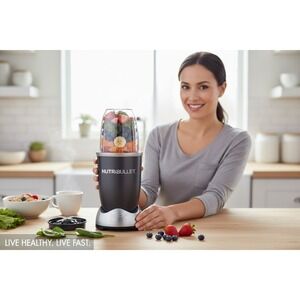 NutriBullet Magic Bullet Blender 600W Gray Good 12-Piece High-Speed Mixer System